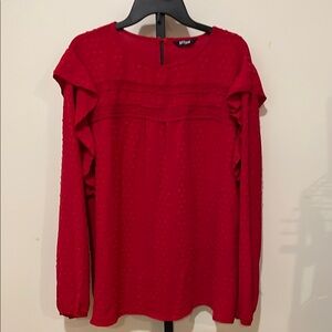 BTFBM Red Ruffle Long Sleeve Top